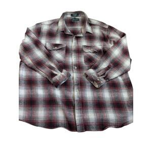 VINTAGE Campus Shirt Mens 3X Green Maroon Plaid 80's Jac Shacket